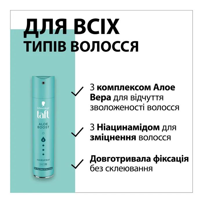 Лак для волос Taft Aloe Boost 4 Hairspray 250 мл (9000101744163) изображение 3