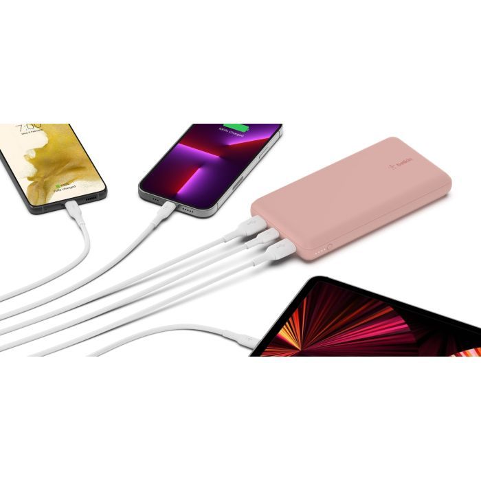Батарея универсальная Belkin 20000mAh 15W, Dual USB-A, USB-C Rose Gold (BPB012BTRG) изображение 3