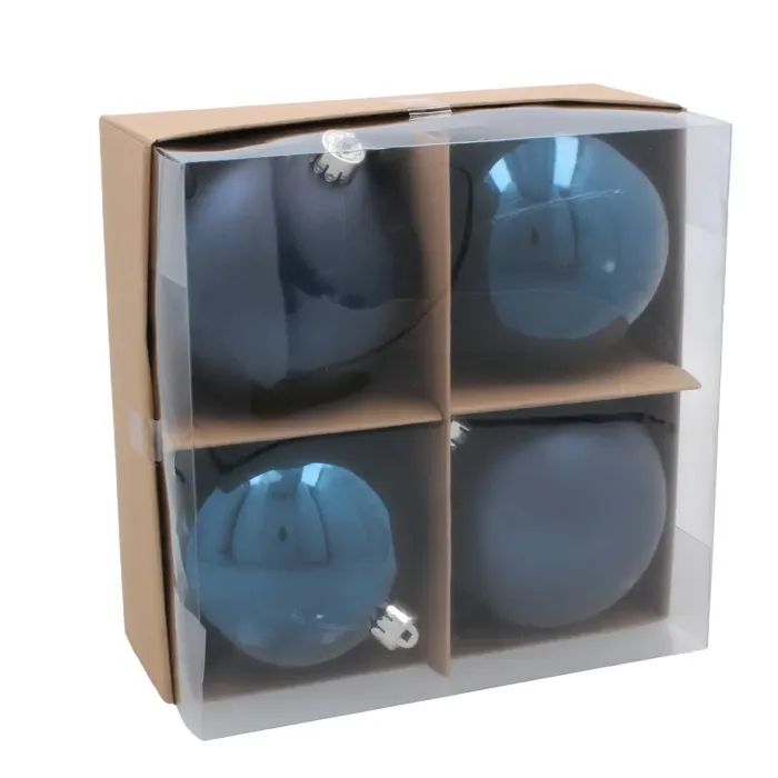 Елочная игрушка Chomik пластикові кульки 4 шт, 10 см, сині (5900779893917_1)