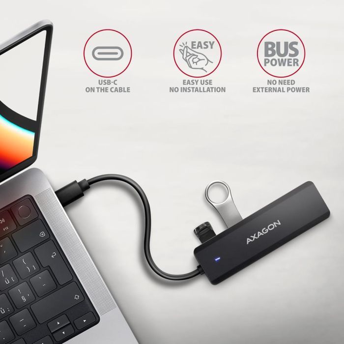 Концентратор AXAGON USB-C to 4xUSB 3.0 black (HUE-C1C) зображення 3