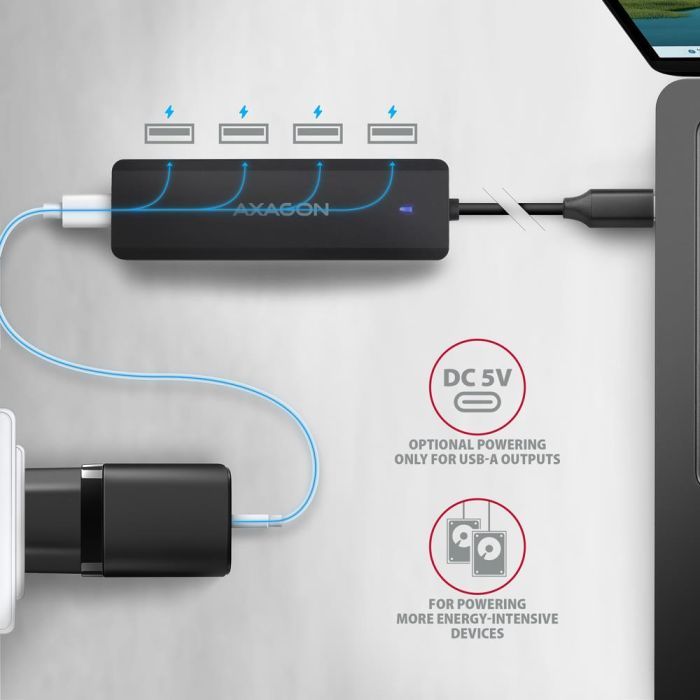 Концентратор AXAGON USB-C to 4xUSB 3.0 black (HUE-C1C) зображення 4