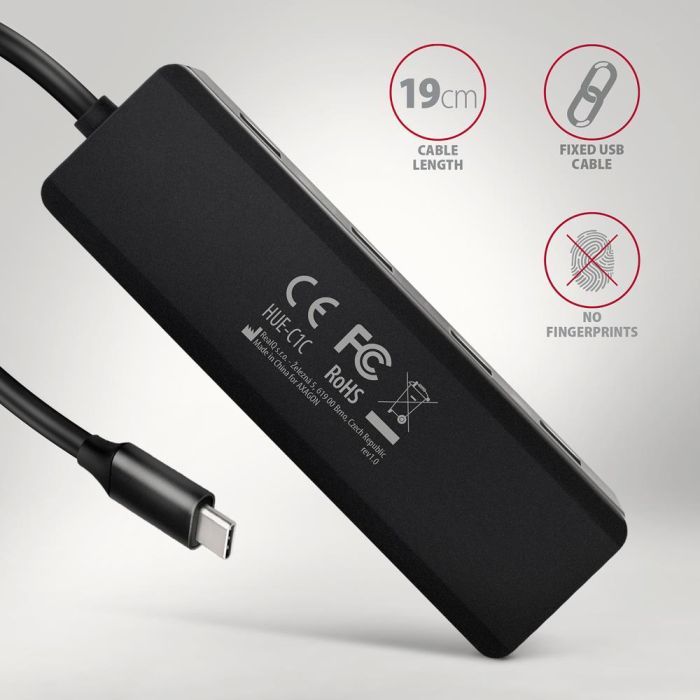 Концентратор AXAGON USB-C to 4xUSB 3.0 black (HUE-C1C) зображення 5