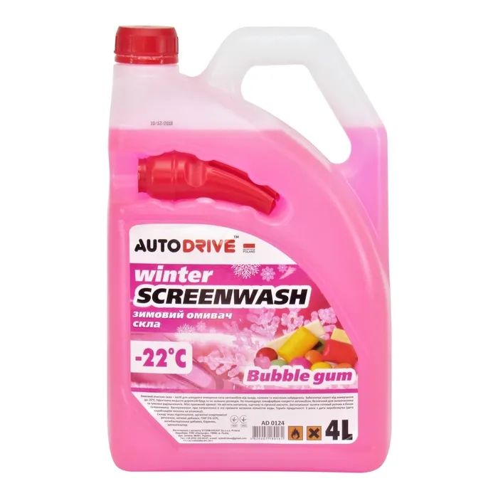 Омивач автомобільний AUTO DRIVE Winter Screenwash Bubble Gum -22 °C, 4л (AD0124)