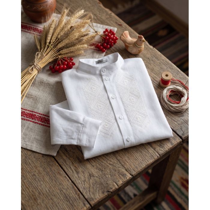 Рубашка детская Brilliant с вишивкой Карпаты (24113-134B-cream) изображение 5