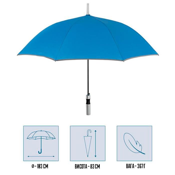 Зонт Perletti Reflecting тростина, з системою антивітер, чорна (P96014-01) изображение 2