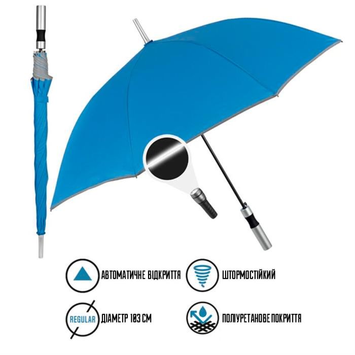 Зонт Perletti Reflecting тростина, з системою антивітер, чорна (P96014-01) изображение 4