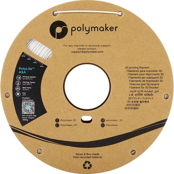 Пластик для 3D-принтера Polymaker ASA POLYLITE 1,75mm 1kg WHITE (PF01002) изображение 2