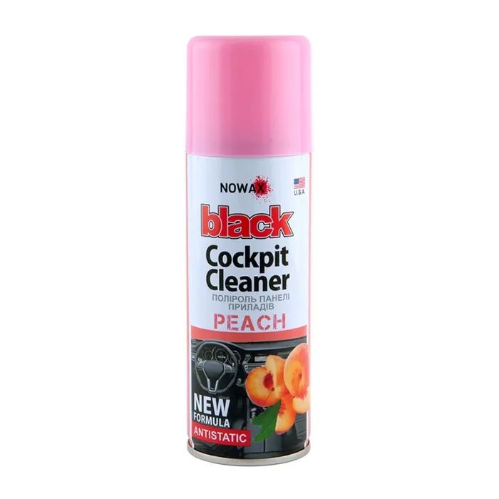 Автополіроль NOWAX BLACK Cockpit Cleaner 200ml, персик (NX00206)