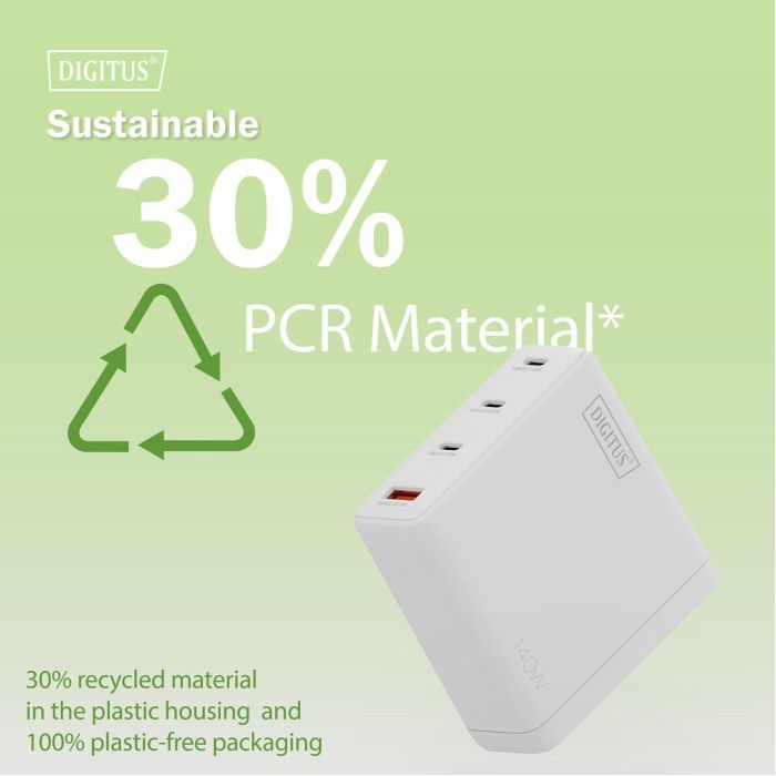 Зарядное устройство Digitus 3xUSB-C + 1xUSB PD140W GaN white (DA-10305) изображение 12