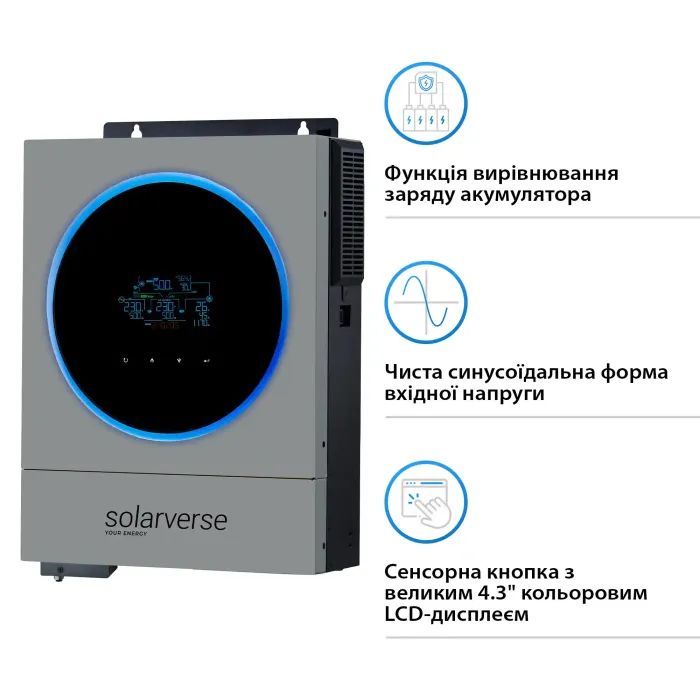 Сонячний інвертор Solarverse Ampere Duo 6kW 48V 1 MPPT 220V 1ф (SV6048AD) зображення 3