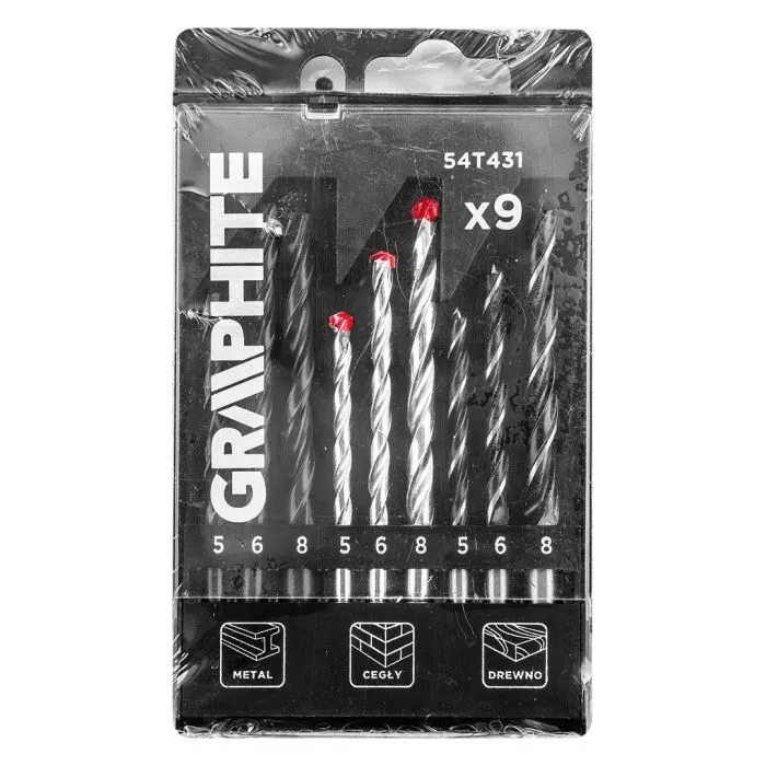 Набор сверл Graphite по металлу, кирпичу, 5–6,8мм, 9шт (54T431) изображение 6