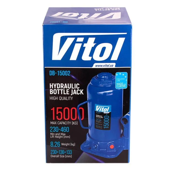 Домкрат Vitol DB-15002/T91504, телескопічний, гідравлічний, 15т, min 230мм, max 460мм (DB-15002) зображення 7