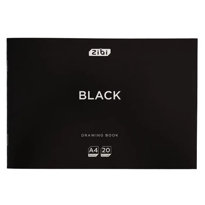 Альбом для малювання ZiBi А4 BLACK, 20 аркушів на скобі (ZB.1423-01)