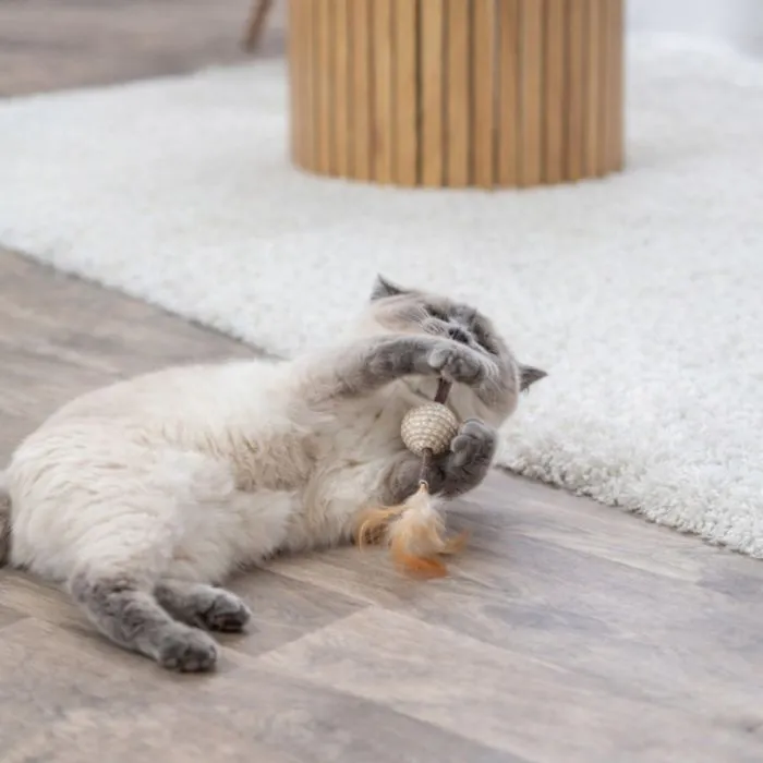 Игрушка для кошек Trixie мяч на палочке с перьями 20 см (4011905424316) изображение 4