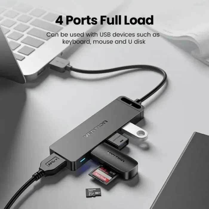 Концентратор Vention USB 3.0 to 4xUSB 3.0 1.0m power supply black (CHLBF-SCB2) изображение 2