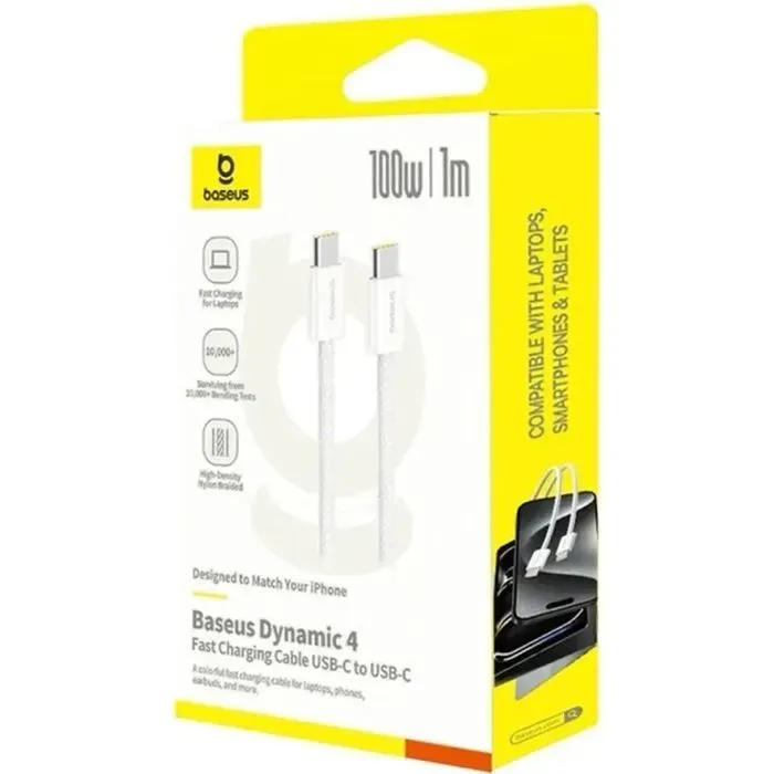 Дата кабель USB-C to USB-C 1.0m 100W white Baseus (P10381400211-00) изображение 3