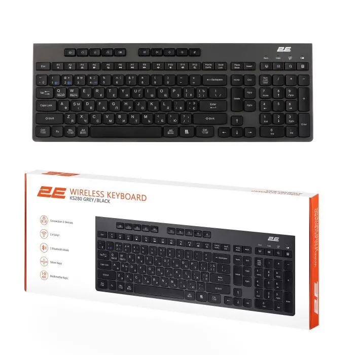 Клавиатура 2E KS280 Wireless Black/Gray (2E-KS280WBGR_AK) изображение 10