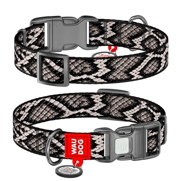 Нашийник для тварин WAUDOG Nylon з QR адресником "Змія" пластиковий фастекс L (282-0292)