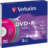 Диск DVD Verbatim 4.7Gb 16X SlimBox 5 шт Color (43556)