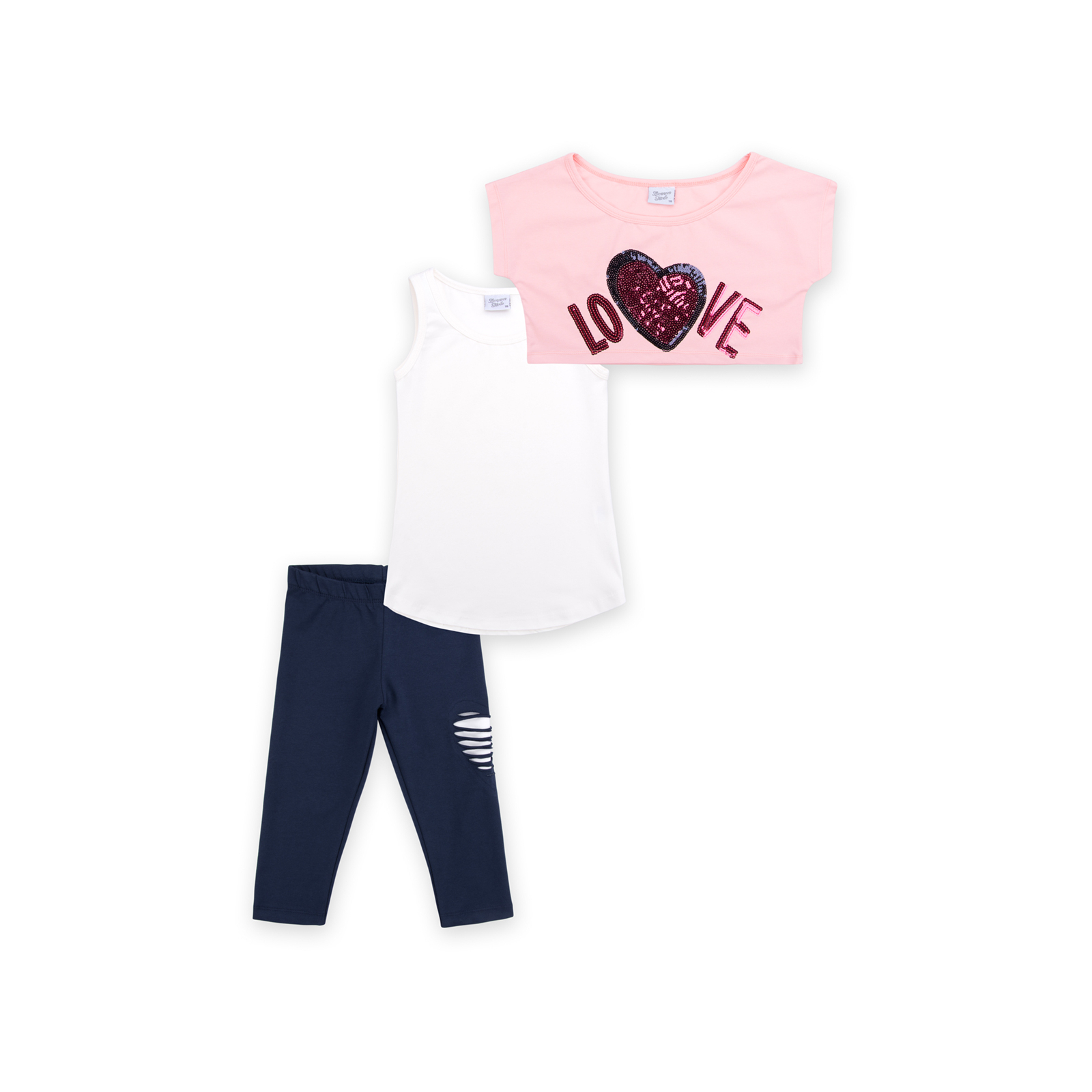 Набор детской одежды Breeze "LOVE" из пайеток (9007-116G-pink)