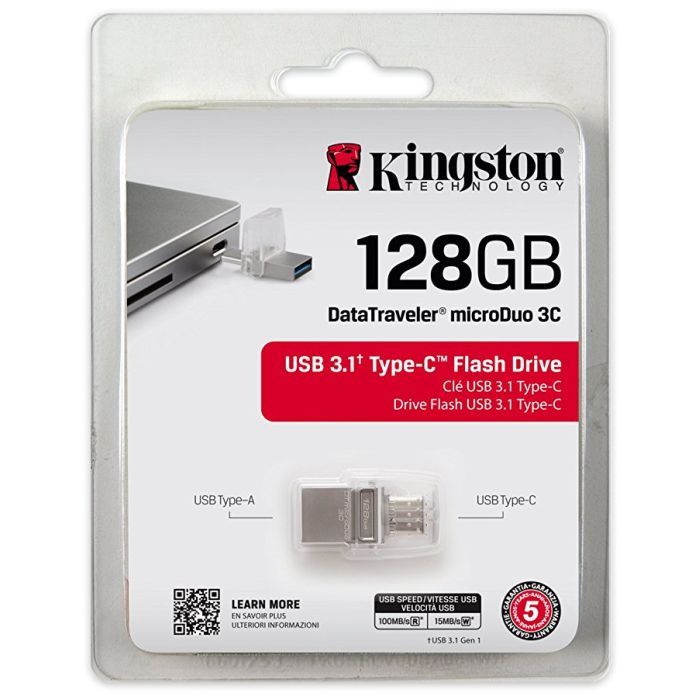 USB флеш накопитель Kingston 128GB DataTraveler microDuo 3C USB 3.0/Type C (DTDUO3C/128GB) изображение 6