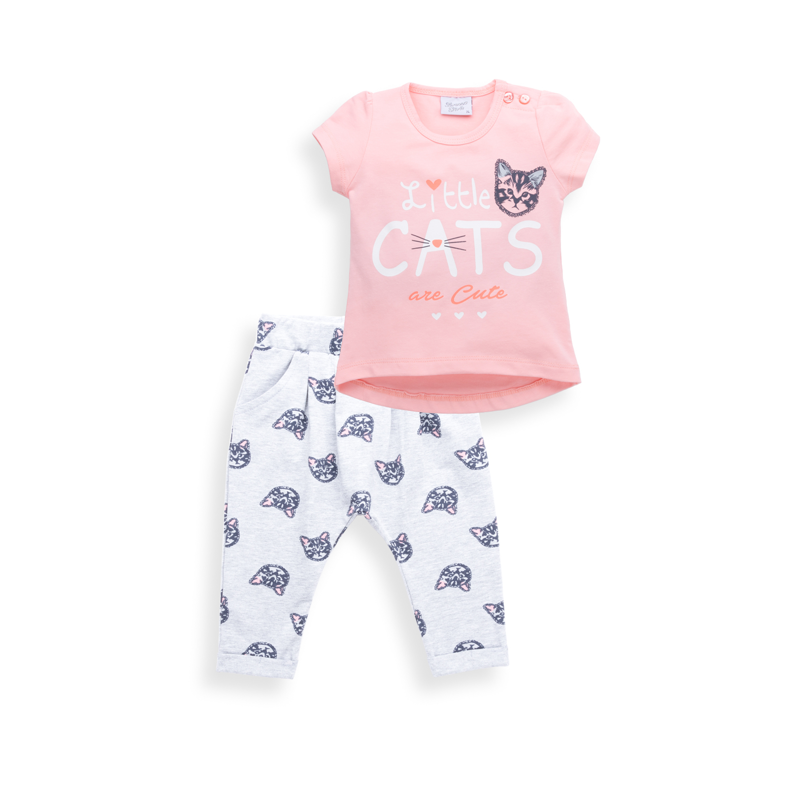 Набор детской одежды Breeze футболка с котиком и штанишки с кармашками (8983-92G-cream)
