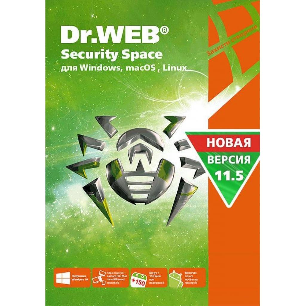 Антивірус Dr. Web Security Space, 1 ПК 1 год карт. конверт (KHW-B-12M-1-A3)