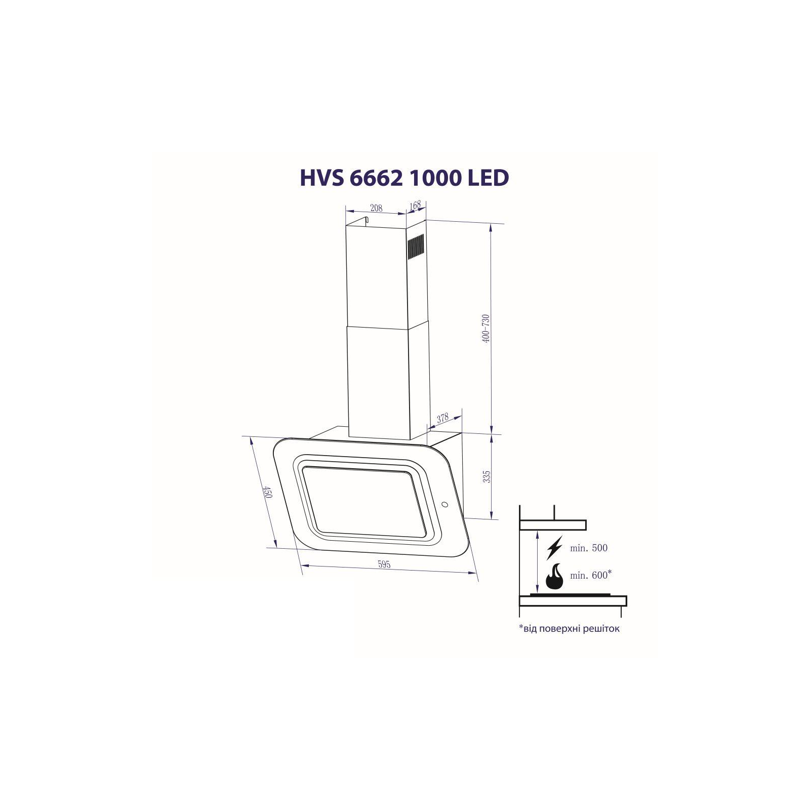 Витяжка кухонна Minola HVS 6662 BL/I 1000 LED зображення 11