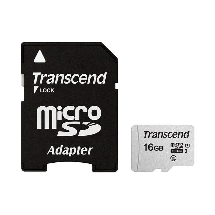 Карта памяти Transcend 16GB microSDHC class 10 UHS-I U1 (TS16GUSD300S-A)