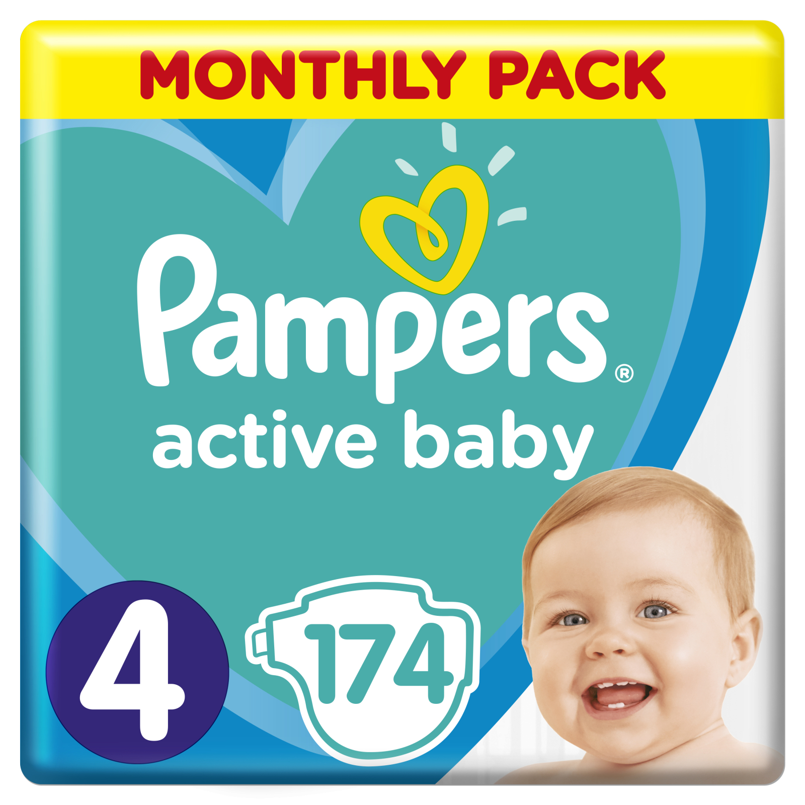 Підгузки Pampers Active Baby Maxi Розмір 4 (9-14 кг) 174 шт (8001090910820)