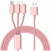 Дата кабель USB 2.0 AM to Lightning + Micro 5P + Type-C 1.2m Rose Gold Rock (RCB0436-Rose Gold)