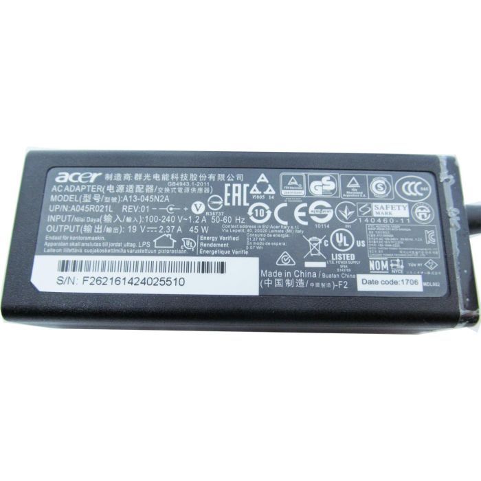Блок питания к ноутбуку Acer 45W 19V, 2.37A, 5.5/1.7 (A13-045N2A / A40241) изображение 3