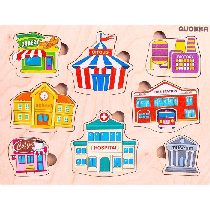 Розвиваюча іграшка Quokka Пазл-вкладка Будинки (QUOKA008P)