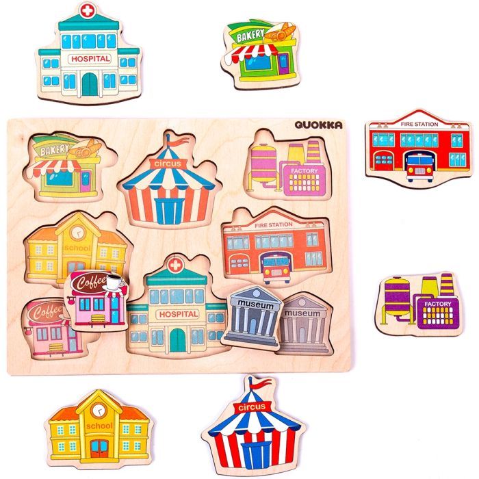 Розвиваюча іграшка Quokka Пазл-вкладка Будинки (QUOKA008P) зображення 2