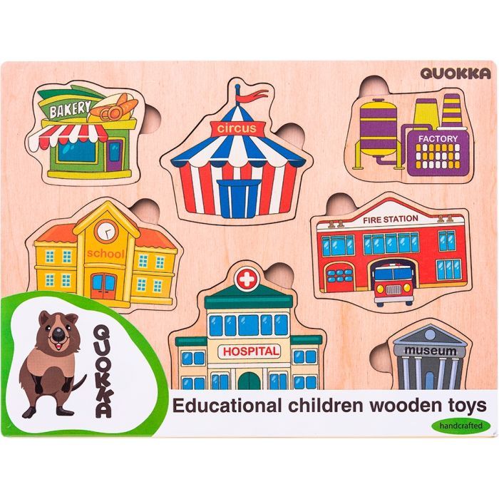 Розвиваюча іграшка Quokka Пазл-вкладка Будинки (QUOKA008P) зображення 3