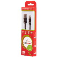 Дата кабель USB 2.0 AM to Type-C 1.0m flat Cablexpert (CCPB-C-USB-10BK) изображение 2