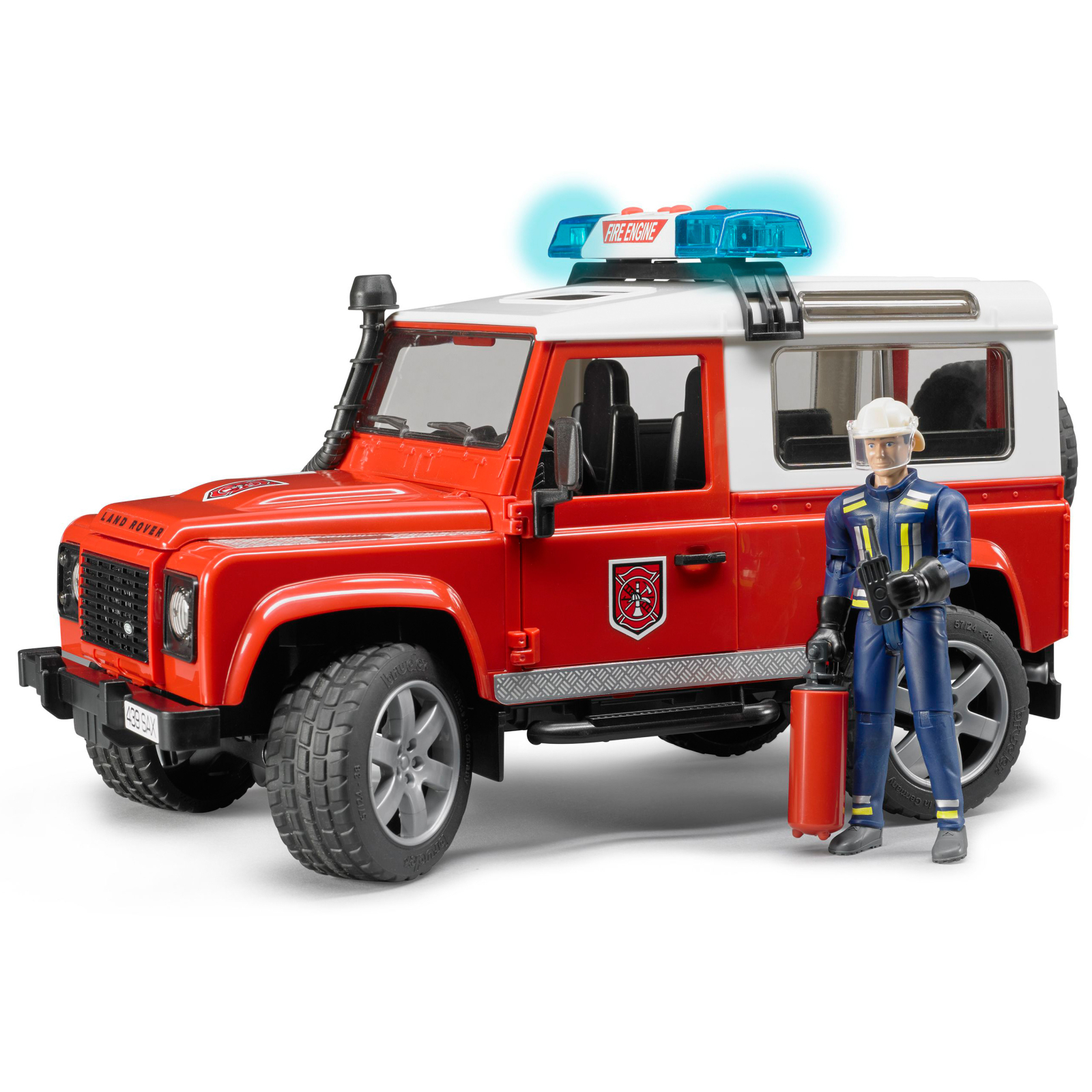 Спецтехника Bruder Джип пожарный Land Rover Defender + фигурка пожарного М1:16 (02596)