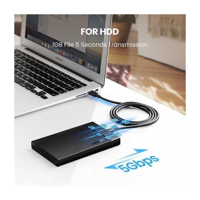 Дата кабель USB 3.0 AM to USB-C 1.0m US184 Black Ugreen (20882) зображення 3