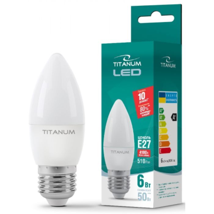 Лампочка TITANUM C37 6W E27 4100K 220V (TLС3706274) зображення 2