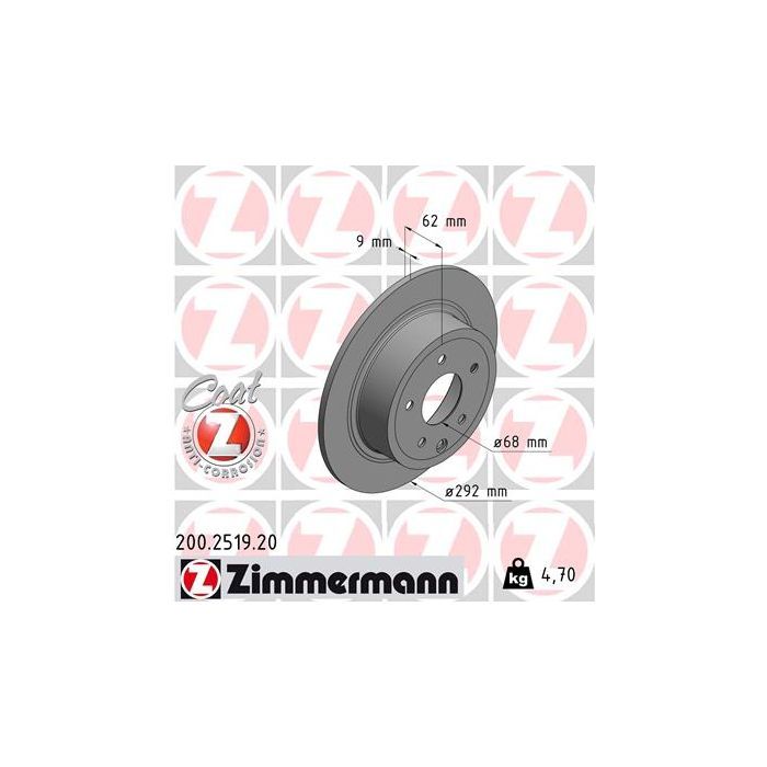 Тормозной диск ZIMMERMANN 200.2519.20