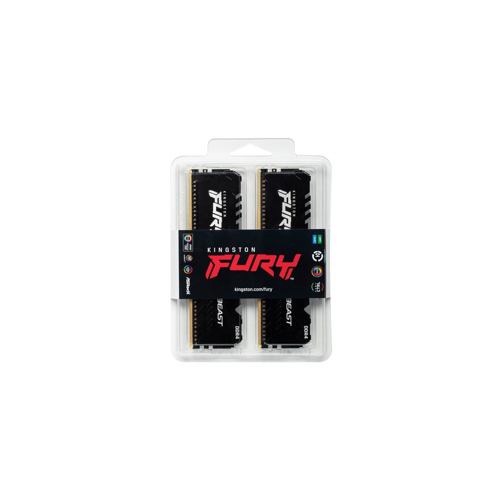 Модуль пам'яті для комп'ютера DDR4 16GB (2x8GB) 3600 MHz Fury Beast RGB Kingston Fury (ex.HyperX) (KF436C17BBAK2/16) зображення 5