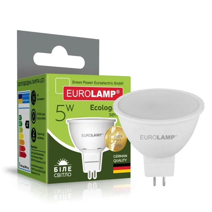 Лампочка Eurolamp LED SMD MR16 5W GU5.3 4000K 220V (LED-SMD-05534(P)) зображення 2