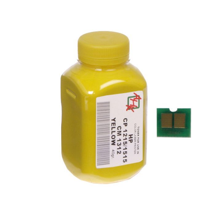 Тонер HP CLJ CP1215/CP1515/CM1312 40г Yellow+chip AHK (1500160)