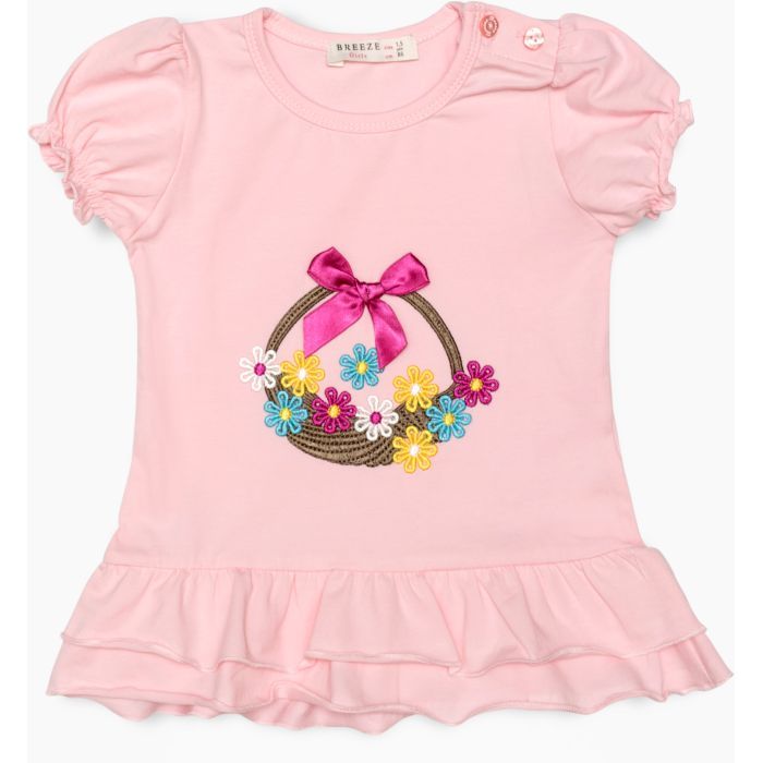 Футболка дитяча Breeze з квіточками (14352-92G-pink)