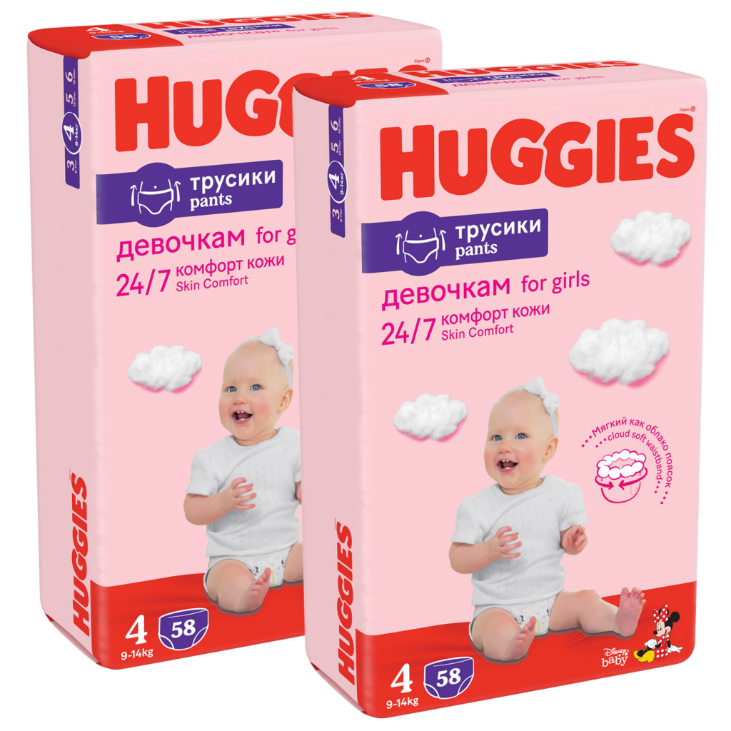 Підгузки Huggies Pants 4 Mega (9-14 кг) для дівчаток 104 шт (5029054568095) зображення 2