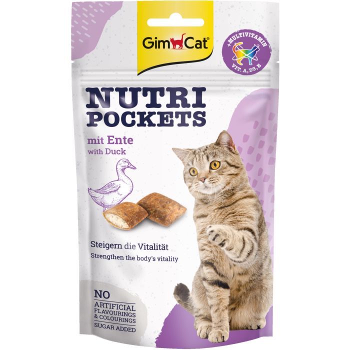 Лакомство для котов GimCat Nutri Pockets Утка + Мультивитамин 60 г (4002064419220/4002064419312)