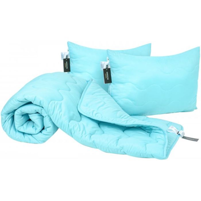 Ковдра MirSon Набір вовняний №1679 Eco Light Blue Ковдра 155х215 + подушки (2200002656764)