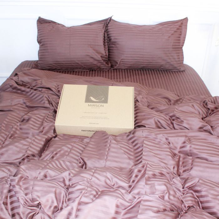 Постельное белье MirSon Satin Stripe 30-0006DarkBrown 160х220 Семейный (2200005249499) изображение 2