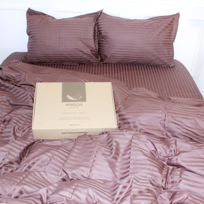 Постельное белье MirSon Satin Stripe 30-0006DarkBrown 160х220 Семейный (2200005249499) изображение 3