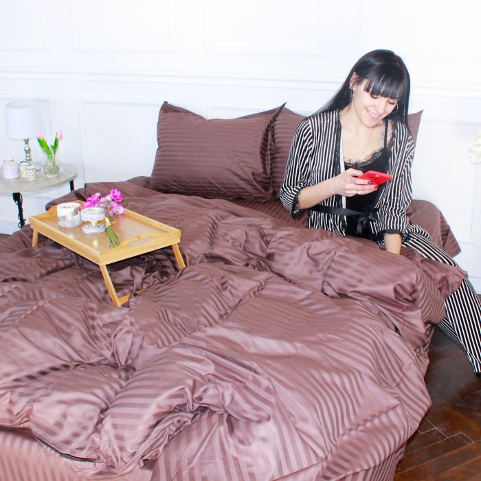 Постельное белье MirSon Satin Stripe 30-0006DarkBrown 160х220 Семейный (2200005249499) изображение 6